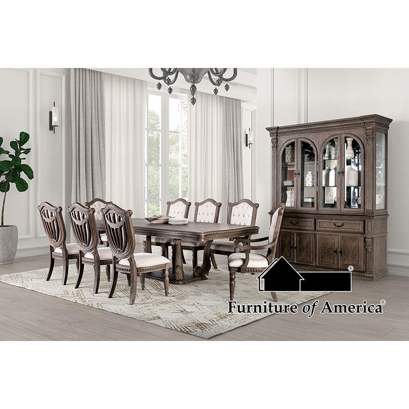 Furniture of America Oakham 7 Pc. Dining Table Set (2AC+4SC)