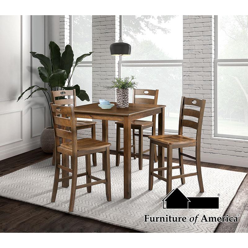Furniture of America Lubbock 5 Pc. Counter Ht. Table Set, Walnut
