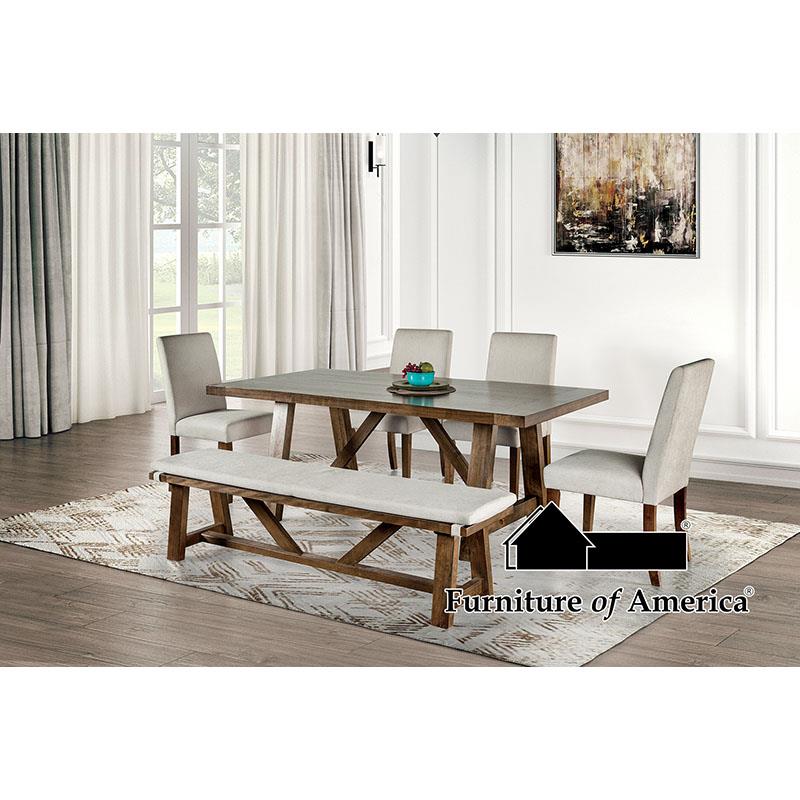 Furniture of America Losone 6 Pc. Dining Table Set w/ Bench