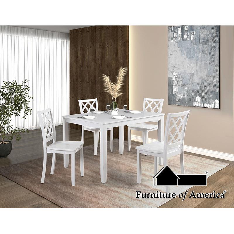 Furniture of America Yamhill 5 Pc. Dining Table Set, White