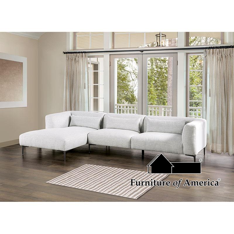 Furniture of America Paderborn Sectional, Left Chaise, Light Gray