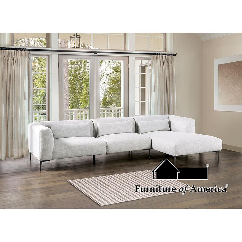 Furniture of America Paderborn Sectional, Right Chaise, Light Gray