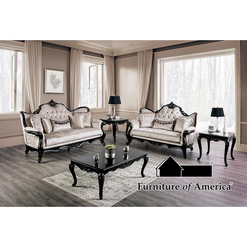 Furniture of America Acapulco Sofa, Black/Off-White