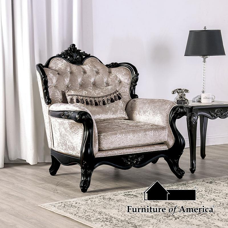 Furniture of America Acapulco Chair, Black/Off-White