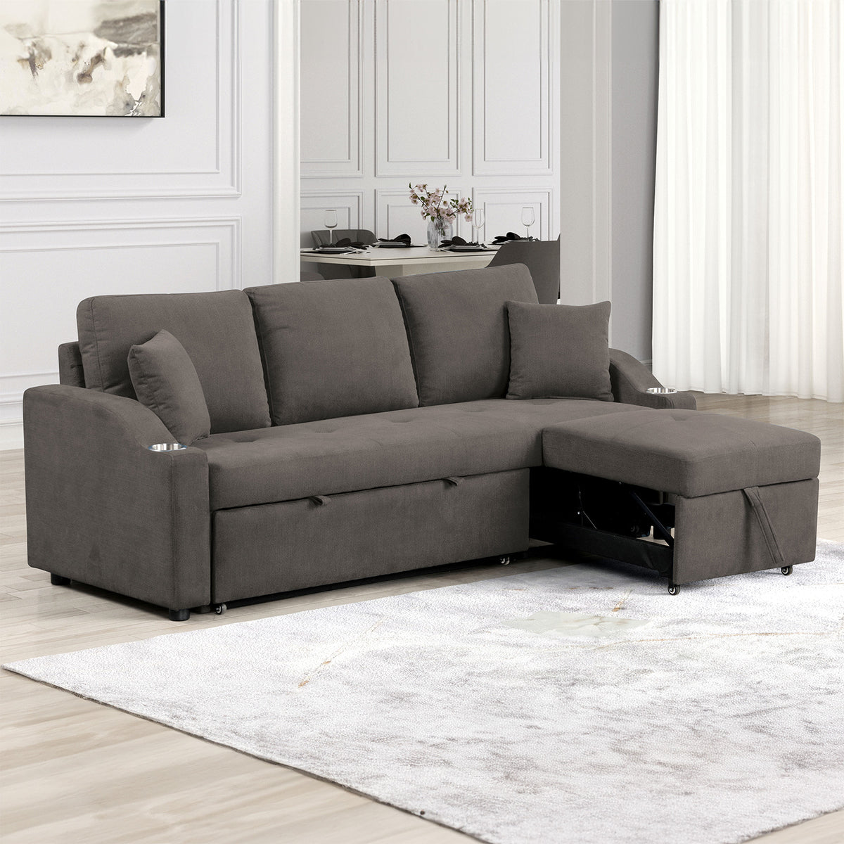 Royden Sleeper Sofa w/ Cupholder, Gray