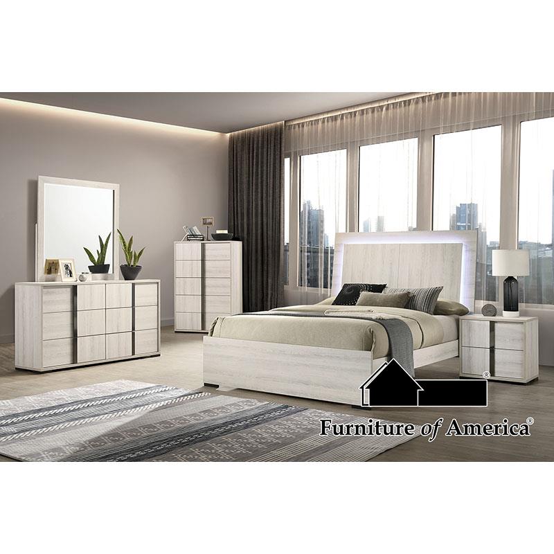 Furniture of America Horten Nightstand, White Wash