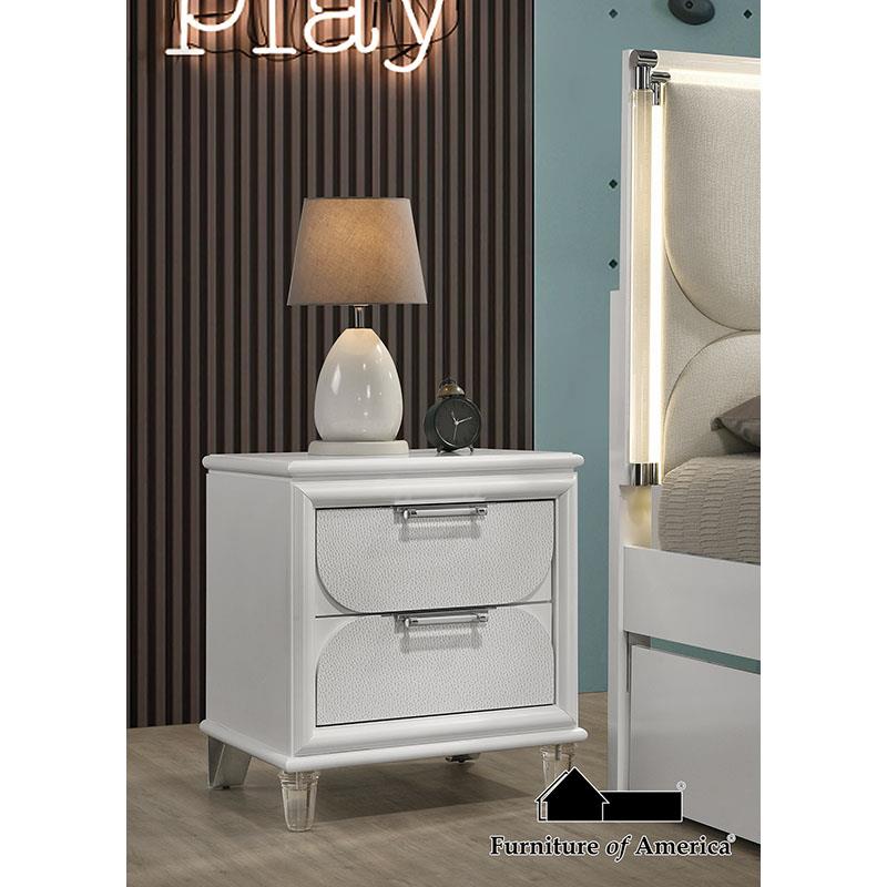 Furniture of America Lareina Nightstand, Pearl White