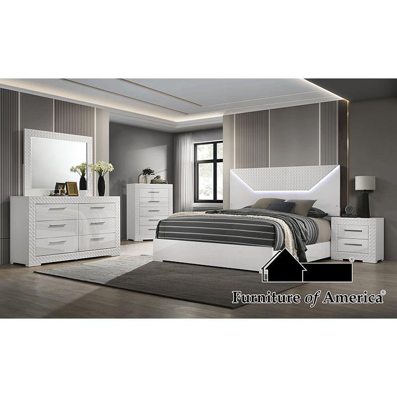 Furniture of America Whitby E.King Bed, White