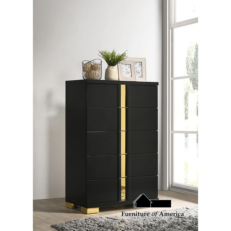 Furniture of America Lillestrom Chest, Black/Gold