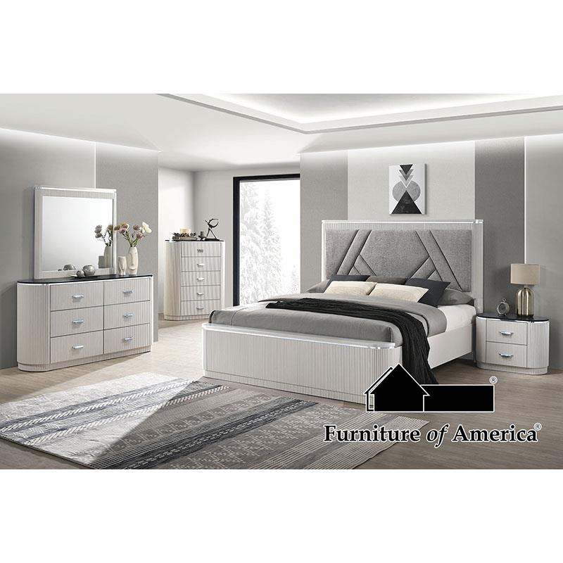 Furniture of America Aldgate Nightstand, Light Gray