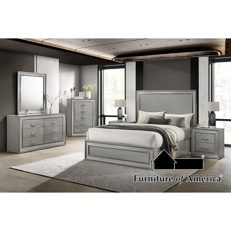 Furniture of America Cassiopeia Queen Bed, Metallic Gray