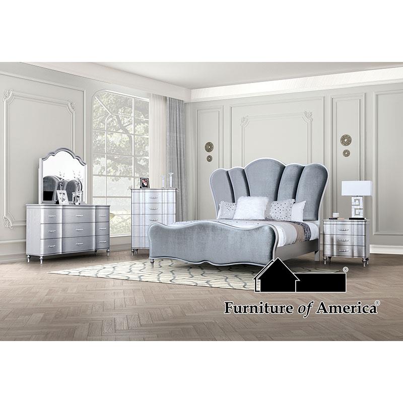 Furniture of America Eleanora Nightstand, Silver