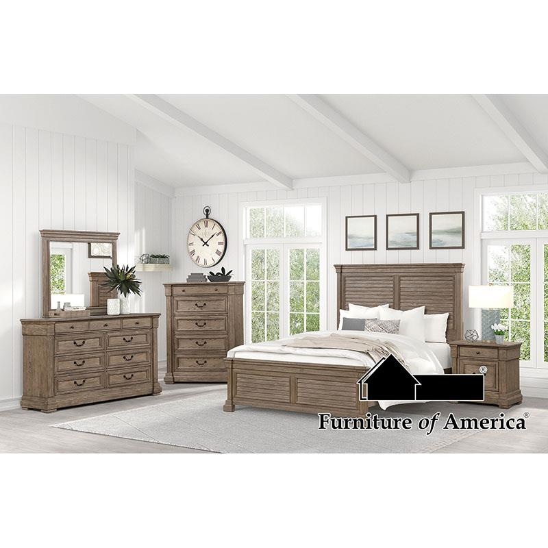 Furniture of America Sheringham E.King Bed, Weathered Gray