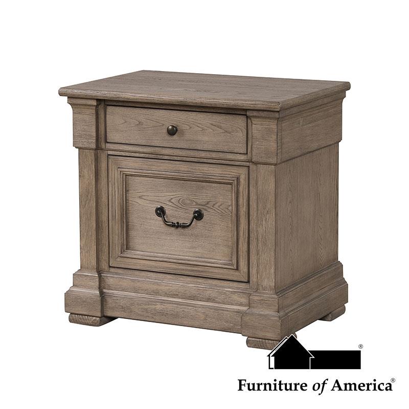 Furniture of America Sheringham Nightstand, Weathered Gray