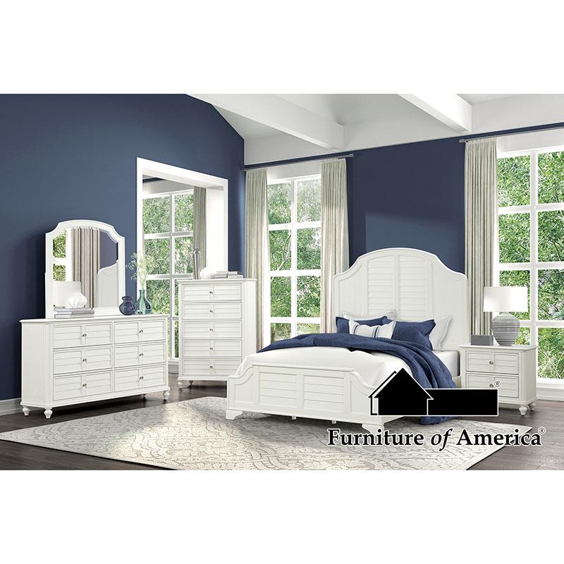 Furniture of America Whitehaven E.King Bed, Antique White