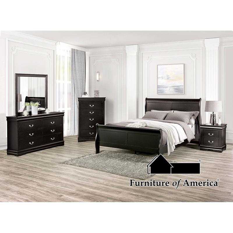 Furniture of America Louis Philippe Full Bed, Black