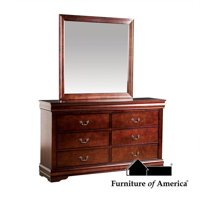Furniture of America Louis Philippe Mirror, Cherry