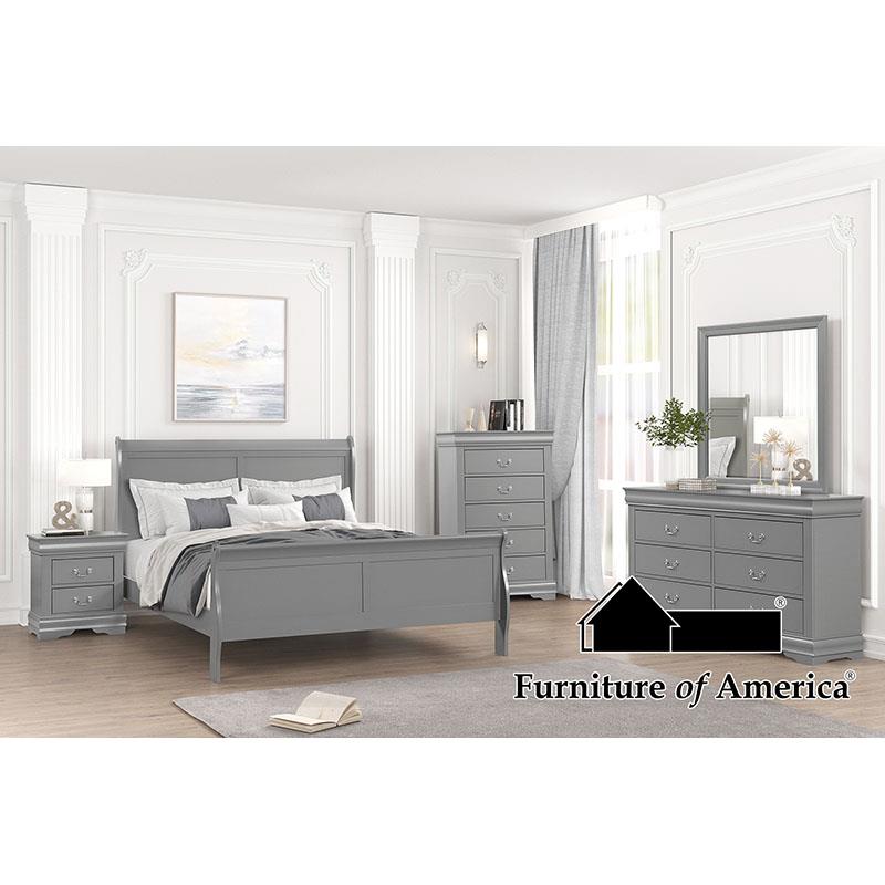 Furniture of America Louis Philippe Queen Bed, Gray