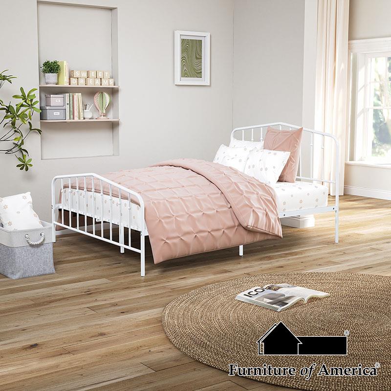 Furniture of America Nicoli Full Metal Bed, White