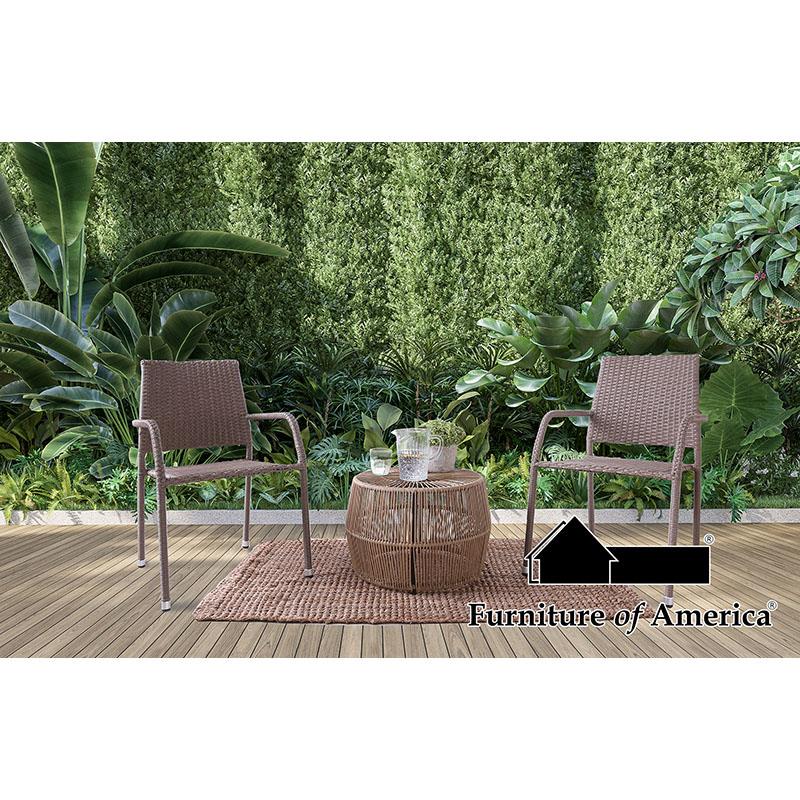 Furniture of America Zuberi 3 Pc. Patio Conversation Set, Natural