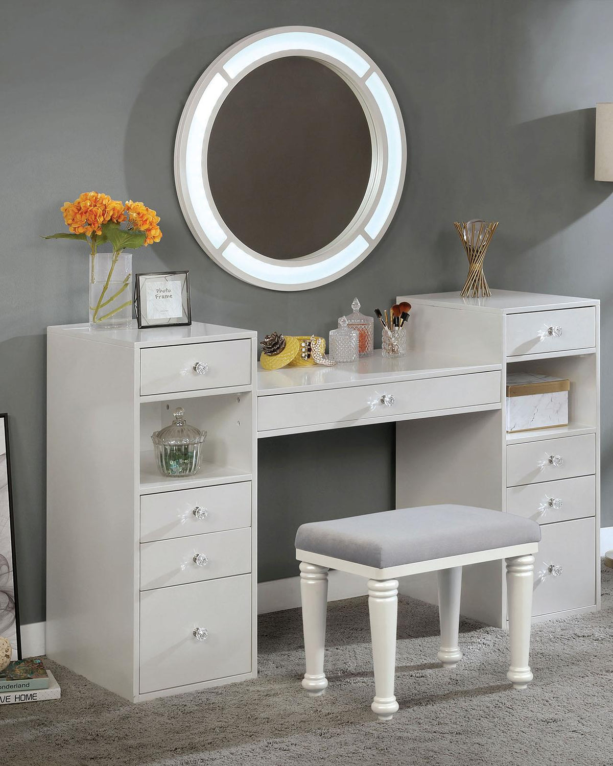 Furniture of America Yasmine Vanity Set, White