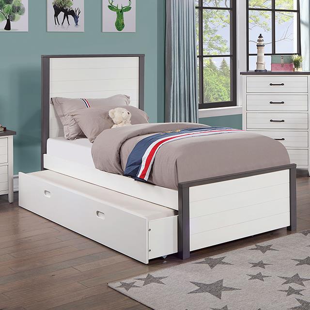Furniture of America Priam Twin Bed, White/Gray