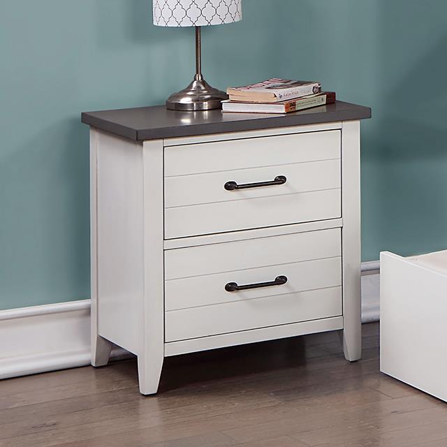Furniture of America Priam Nightstand, White/Gray
