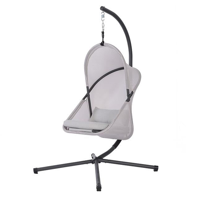 Furniture of America Crush Swing Chair w/ Stand, Light Gray
