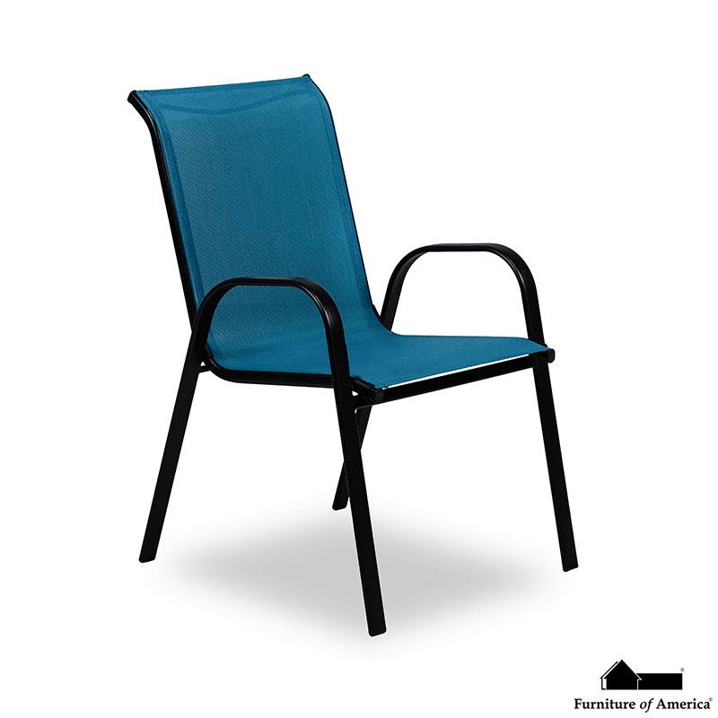 Furniture of America Pierro Stacking Chair (2/Stack), Blue