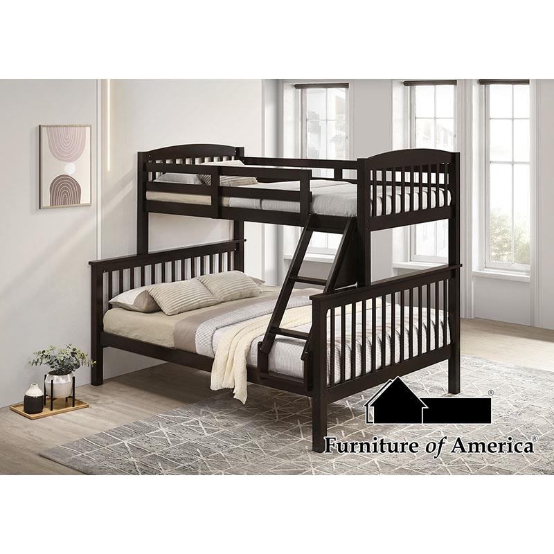 Furniture of America Brookings Twin/Full Bunk Bed, Dark Walnut
