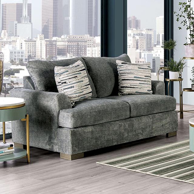 Furniture of America Leytonstone Loveseat, Gray