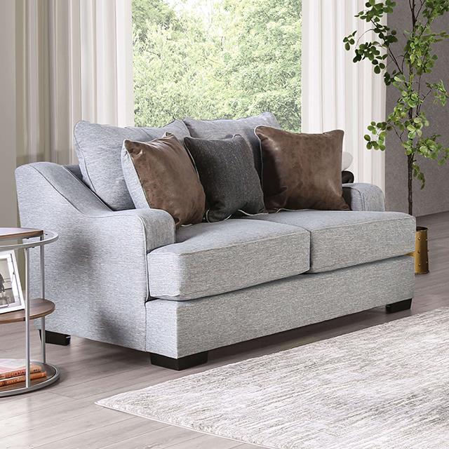 Furniture of America Skyline Loveseat, Light Gray/Brown