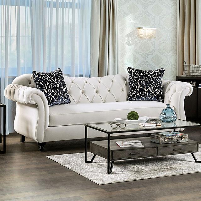 Furniture of America Antoinette Sofa, White