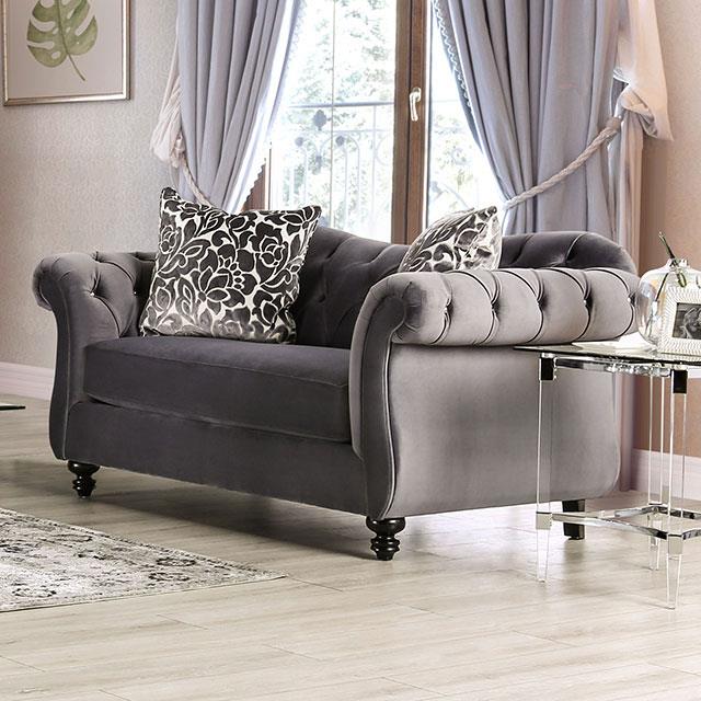 Furniture of America Antoinette Loveseat, Gray