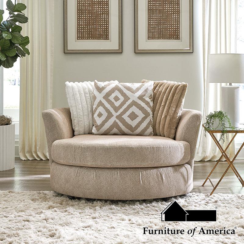 Furniture of America Loughlin Swivel Chair, Light Brown