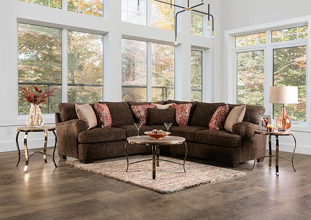 Furniture of America Wanstead Sectional, Dark Brown/Rust
