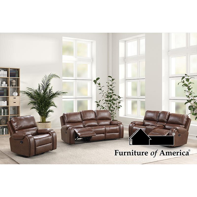 Furniture of America Tepic Manual Sofa w/ Drop Down Table w/ Usb Charging (Metal Cup)