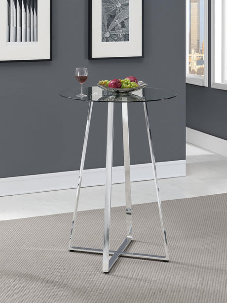 Coaster Zanella Round 30-inch Glass Top Bistro Bar Table Chrome