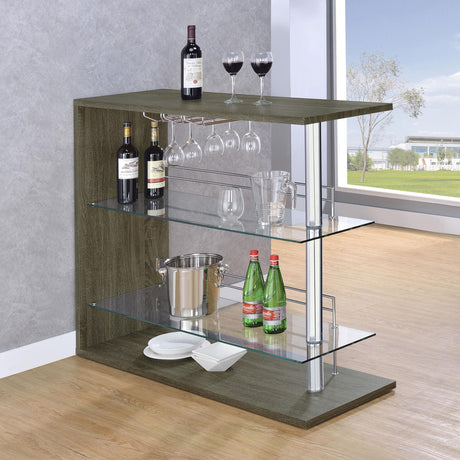 Coaster Prescott Rectangular Home Bar Table Weathered Grey