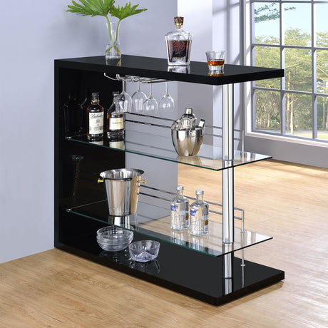 Coaster Prescott Rectangular Home Wine Table Black High Gloss