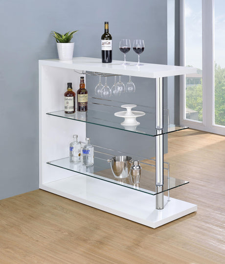 Coaster Prescott Rectangular Home Bar Table White High Gloss