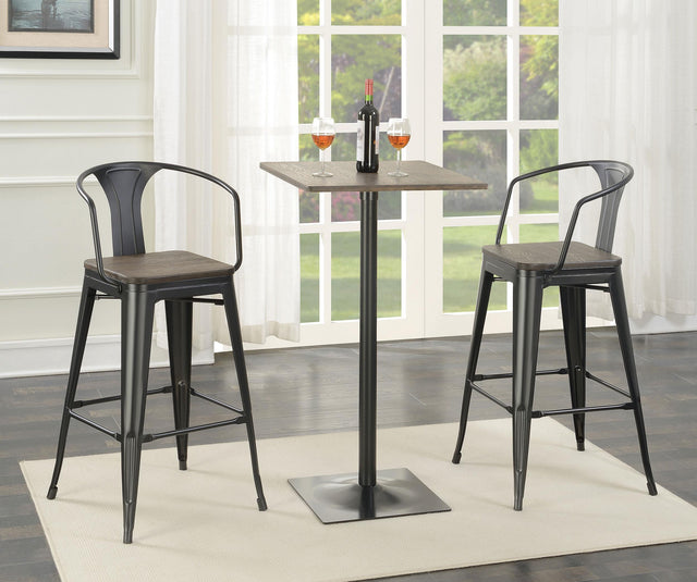 Coaster Cavalier 3-piece Square Bar Table Set Dark Elm and Black