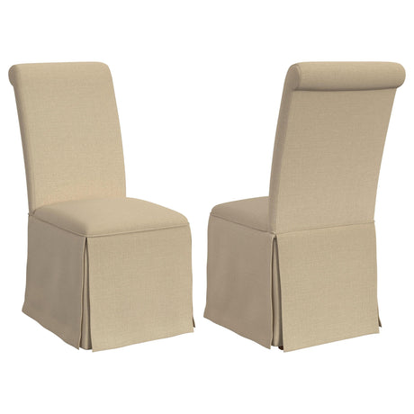 Coaster Shawna Upholstered Skirted Dining Chair Khaki (Set of 2)