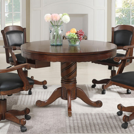 Coaster Turk Round Dining and Billiard Poker Game Table Tobacco