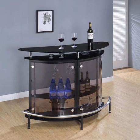 Coaster Amarillo Freestanding Glass Top Home Bar Wine Cabinet Black