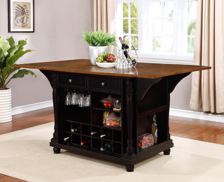 Coaster Slater 2-drawer Drop Leaf Kitchen Island Table Black
