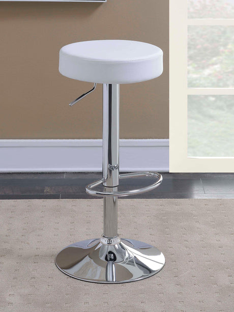 Coaster Ramses Adjustable Backless Bar Stool Chrome and White