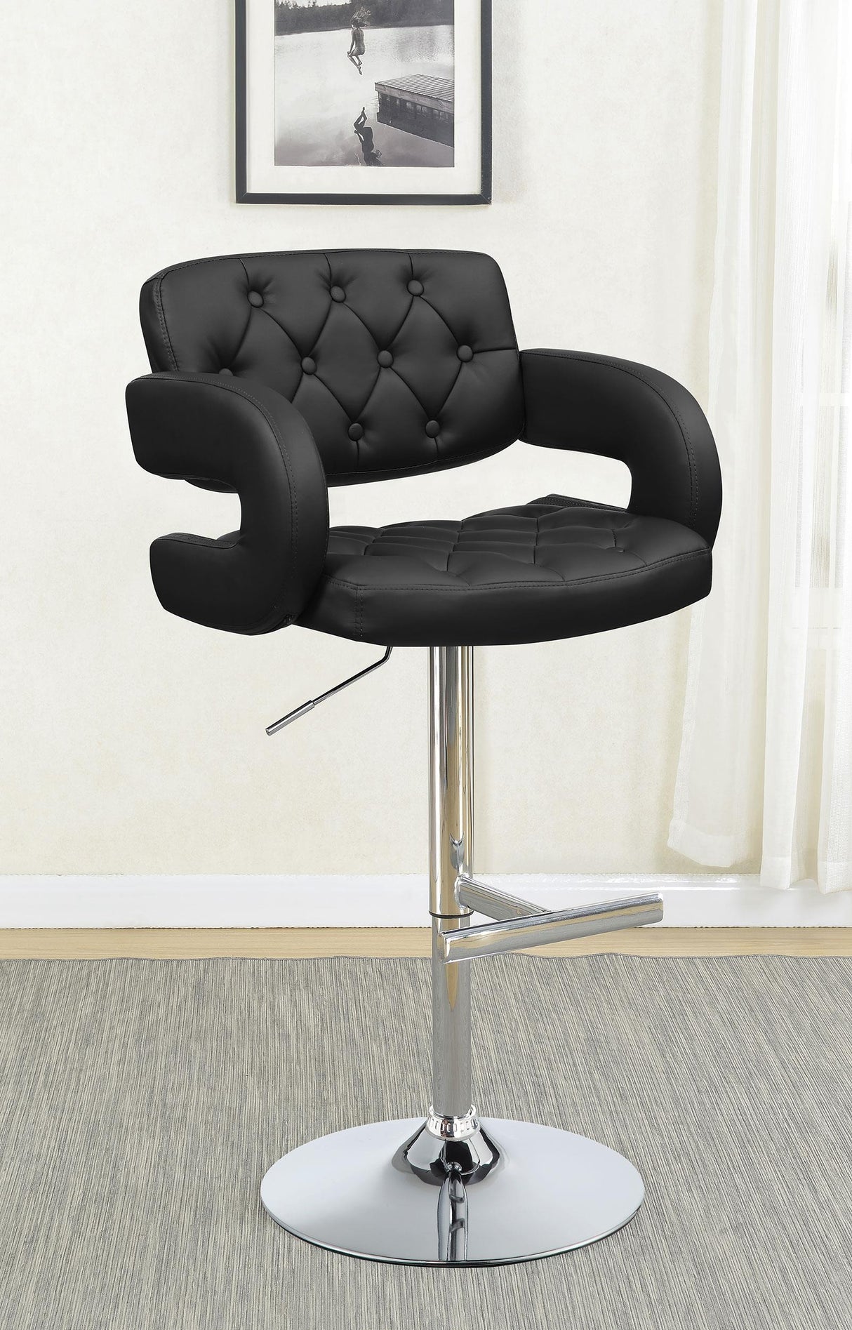 Coaster Brandi Adjustable Bar Stool Black and Chrome