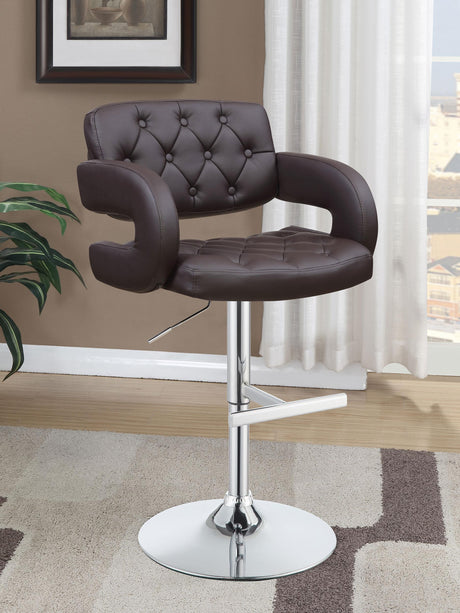 Coaster Brandi Adjustable Bar Stool Chrome and Brown