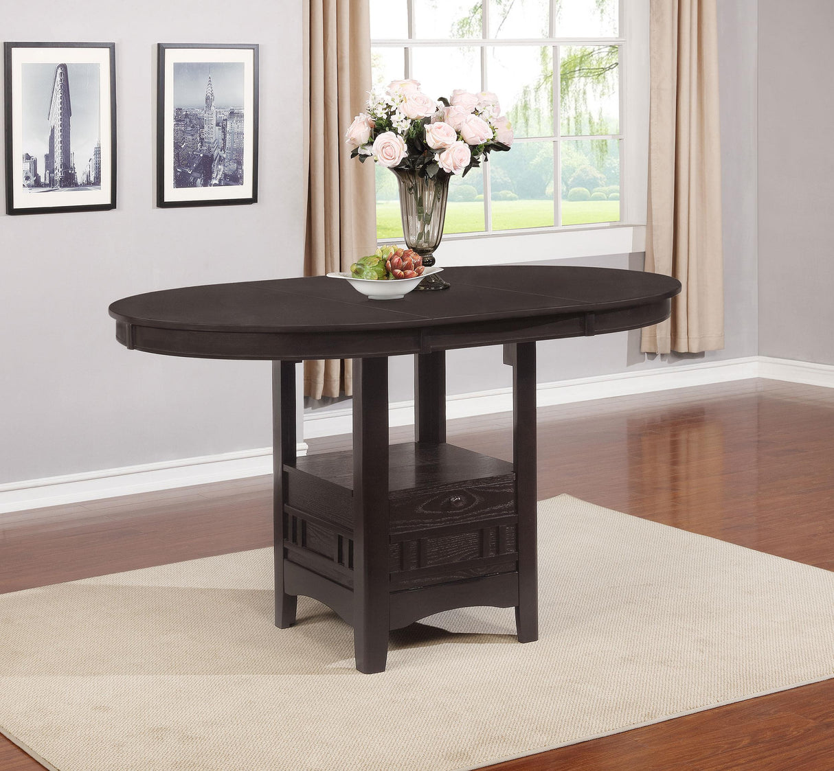 Coaster Lavon Oval 60-inch Extension Counter Dining Table Espresso